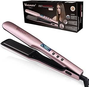 VAGARY Hair Straightener and Curler 2 in 1, Straightening Iron with Anion Hair Care. Flat Iron with Constant Temperature Set Up for All Kinds of Hair Quality. Gift for Women(Pink)
